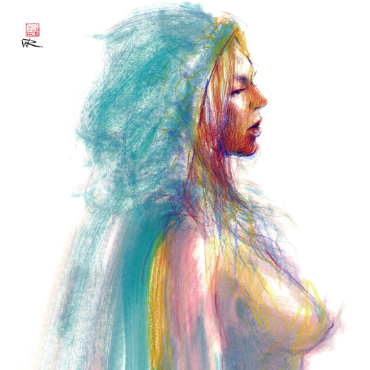 Manko in teal cloak - Original drawing