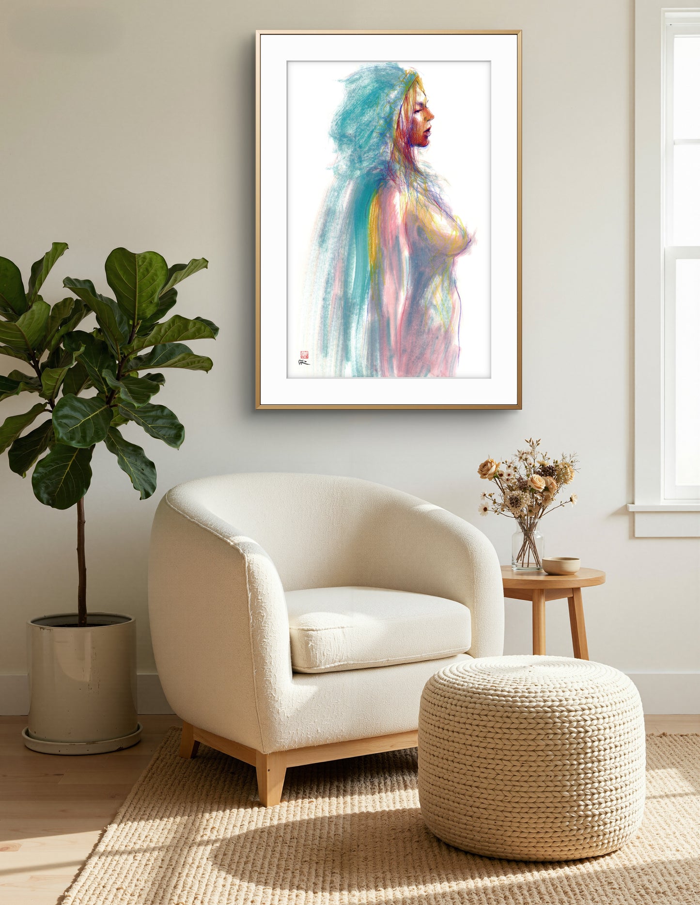 Manko in teal cloak - Original drawing