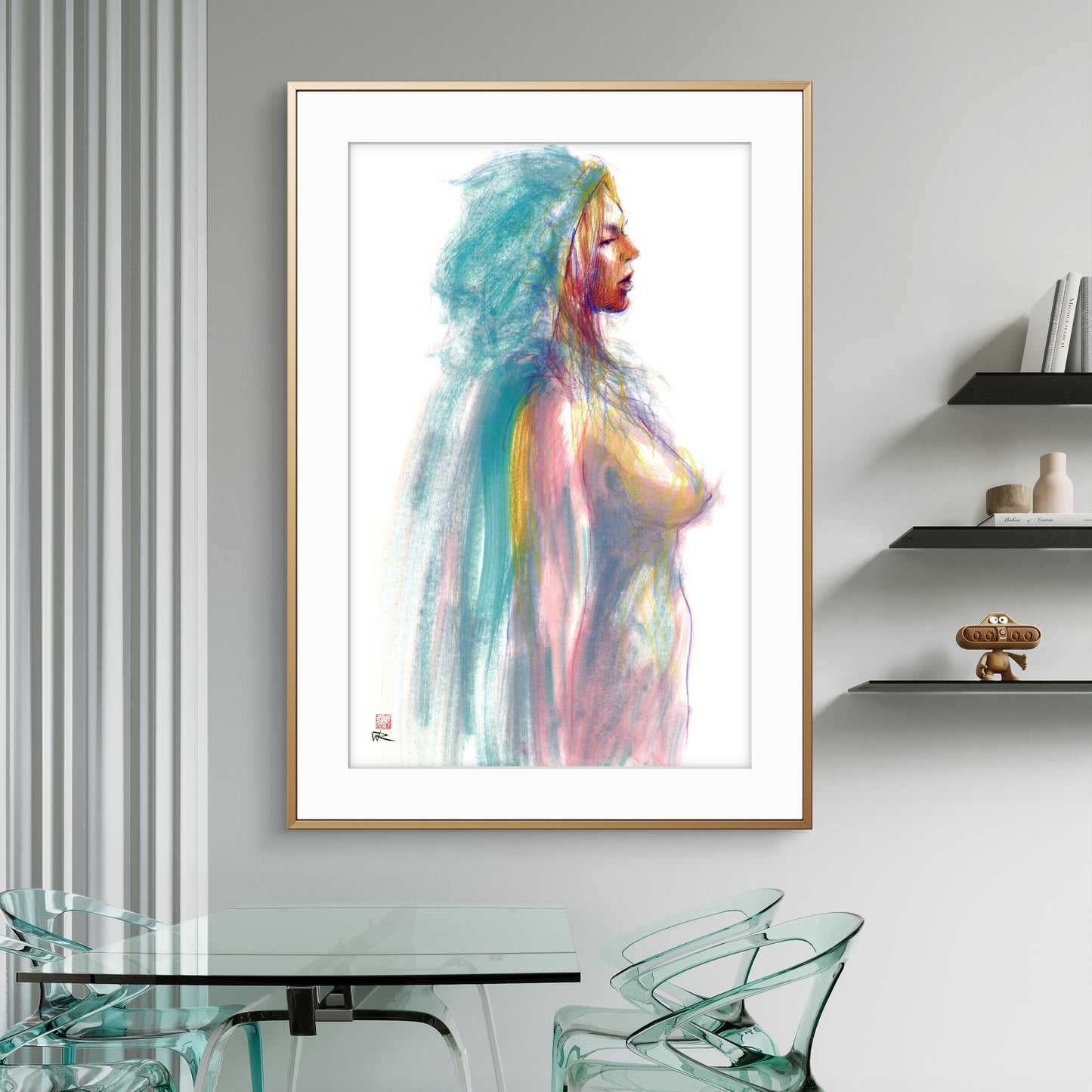 Manko in teal cloak - Original drawing