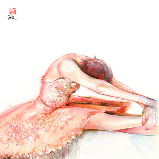 Ballet dancer stretching - Original drawing