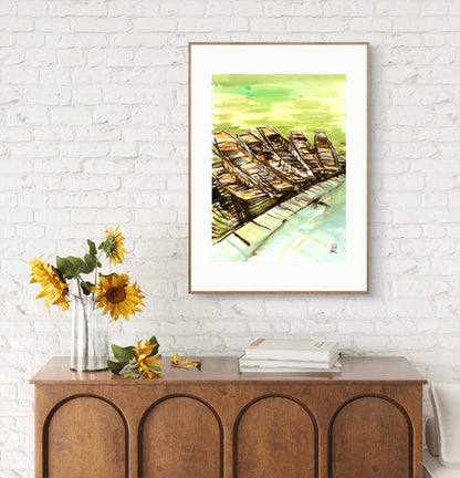 Punts on the Cherwell - Print on fine art paper