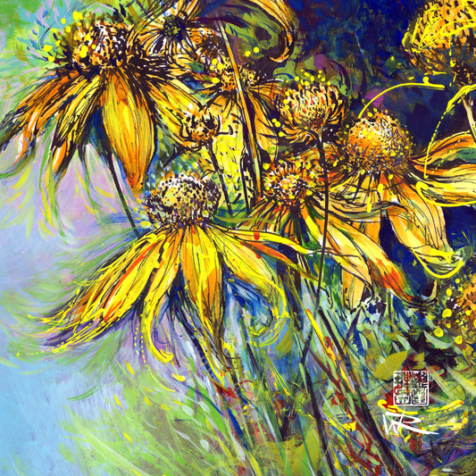 Rudbekias triptych 1 - Print on fine art paper