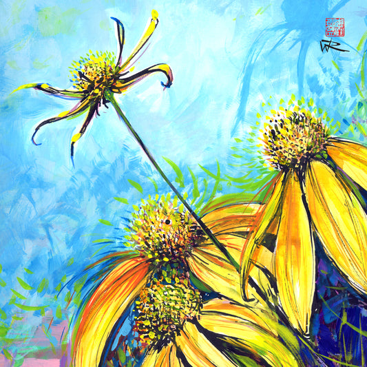 Rudbekias triptych 3 - Print on fine art paper