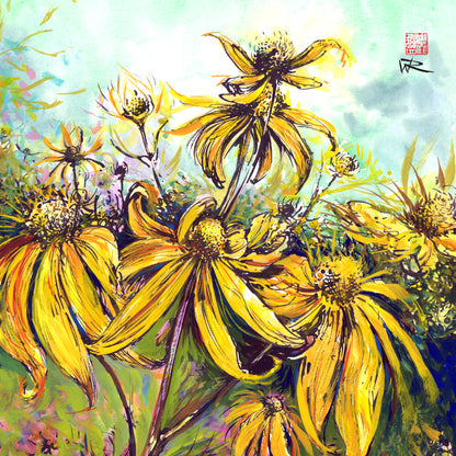 Rudbekias triptych 2 - Print on fine art paper