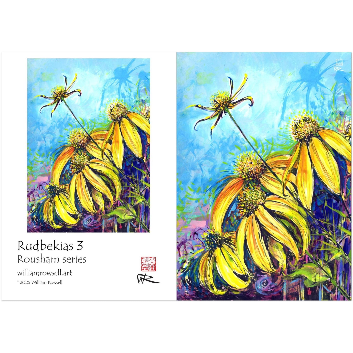 Rudbekias triptych 3 - Pack of 10 greeting cards