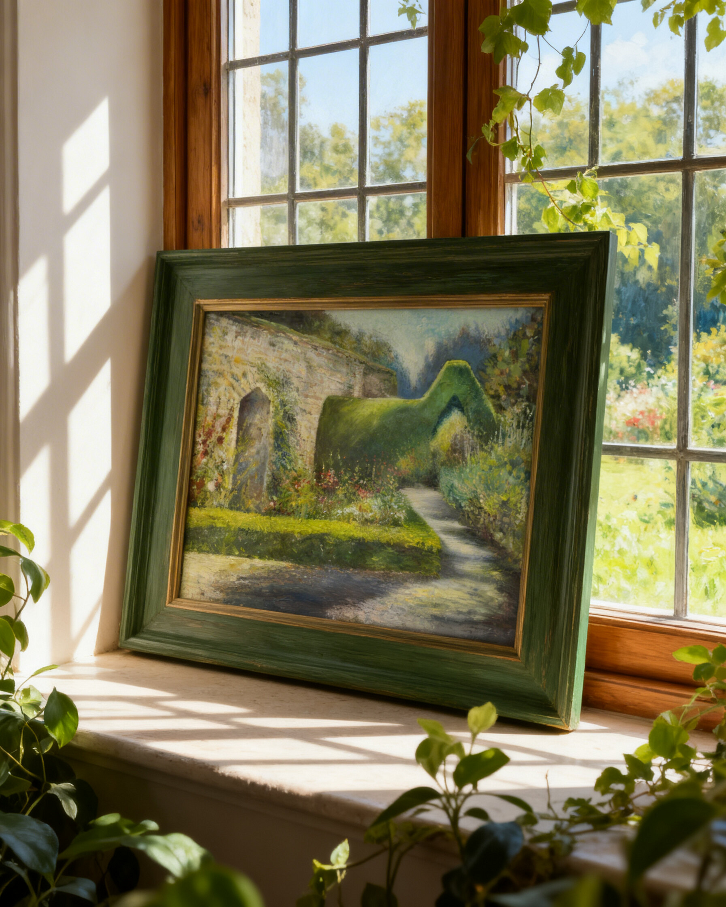 Rousham kitchen garden - Original oil painting