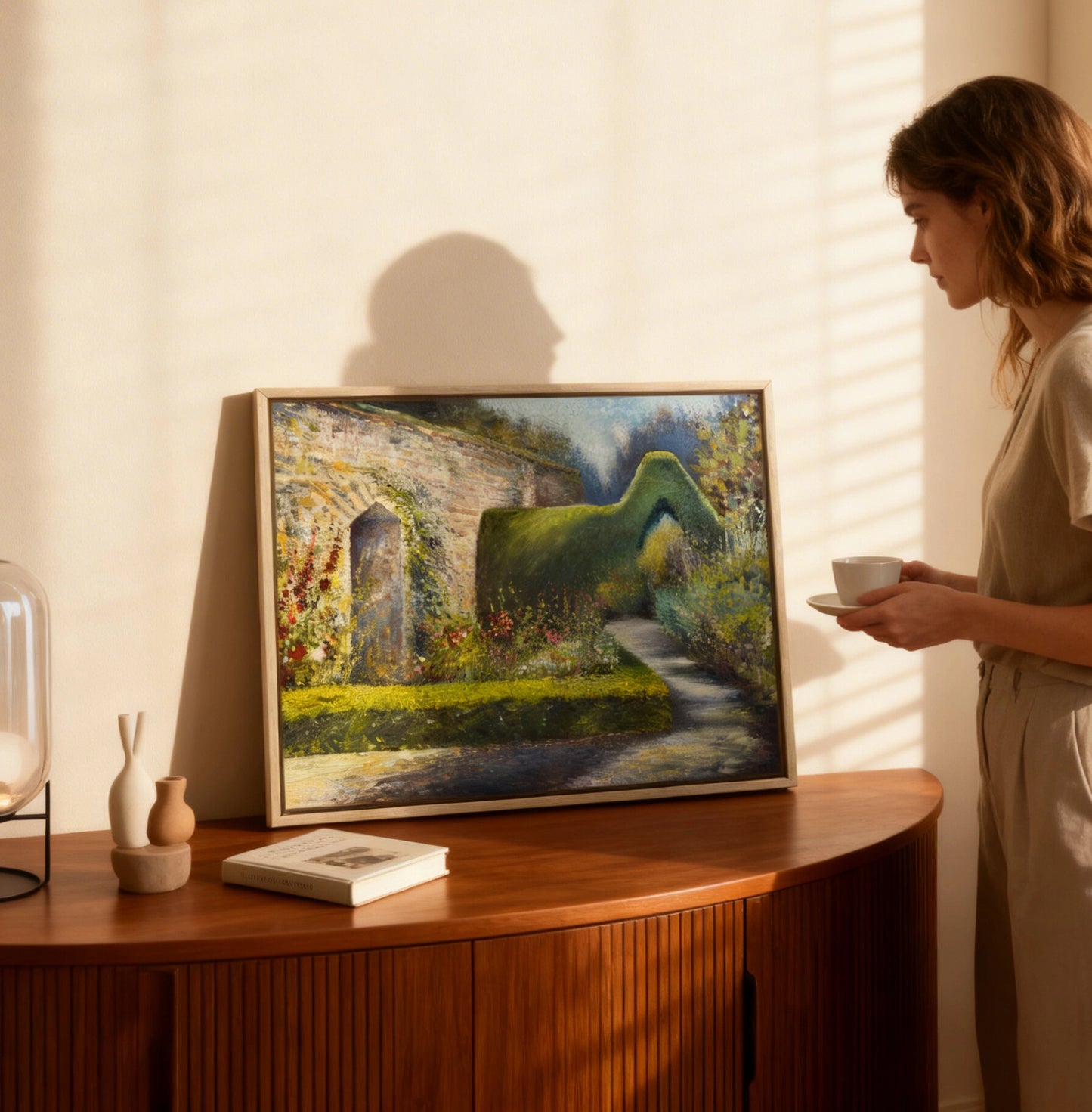 Rousham kitchen garden - Original oil painting