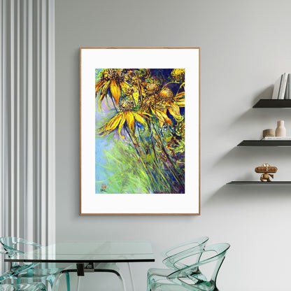 Rudbekias triptych 1 - Print on fine art paper