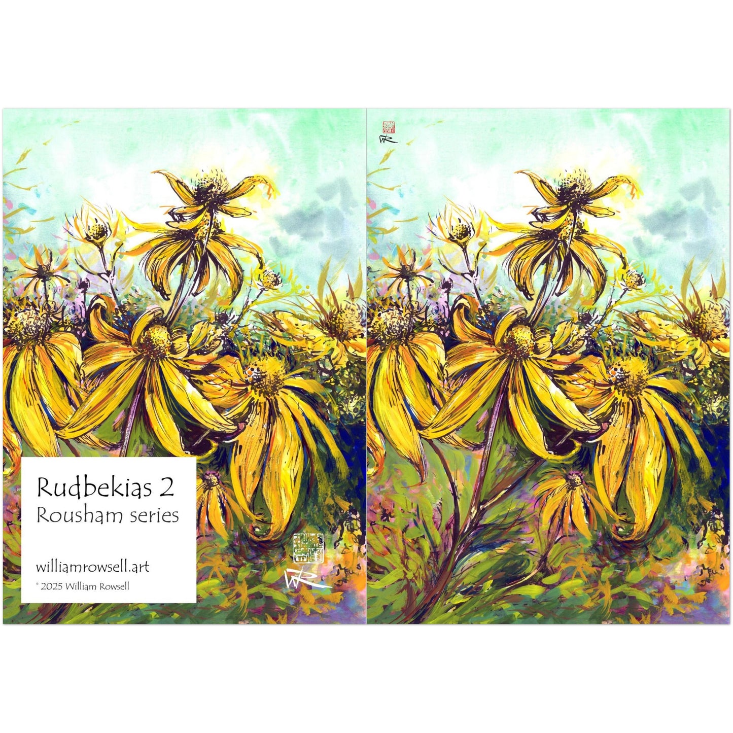 Rudbekias triptych 2 - Pack of 10 greeting cards