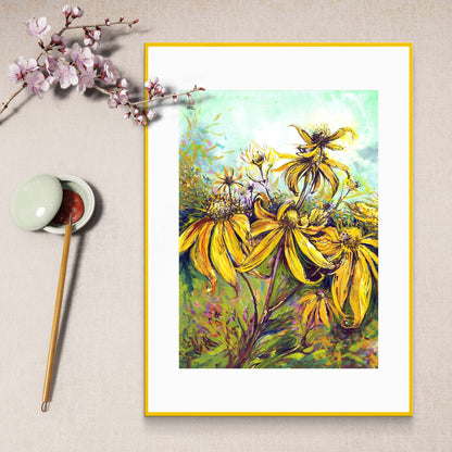 Rudbekias triptych 2 - Print on fine art paper