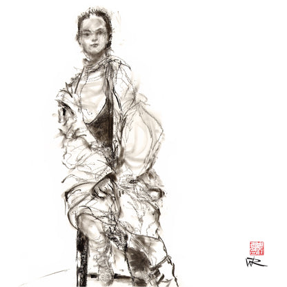 Newlyn seated model 1 - Aluminum Print