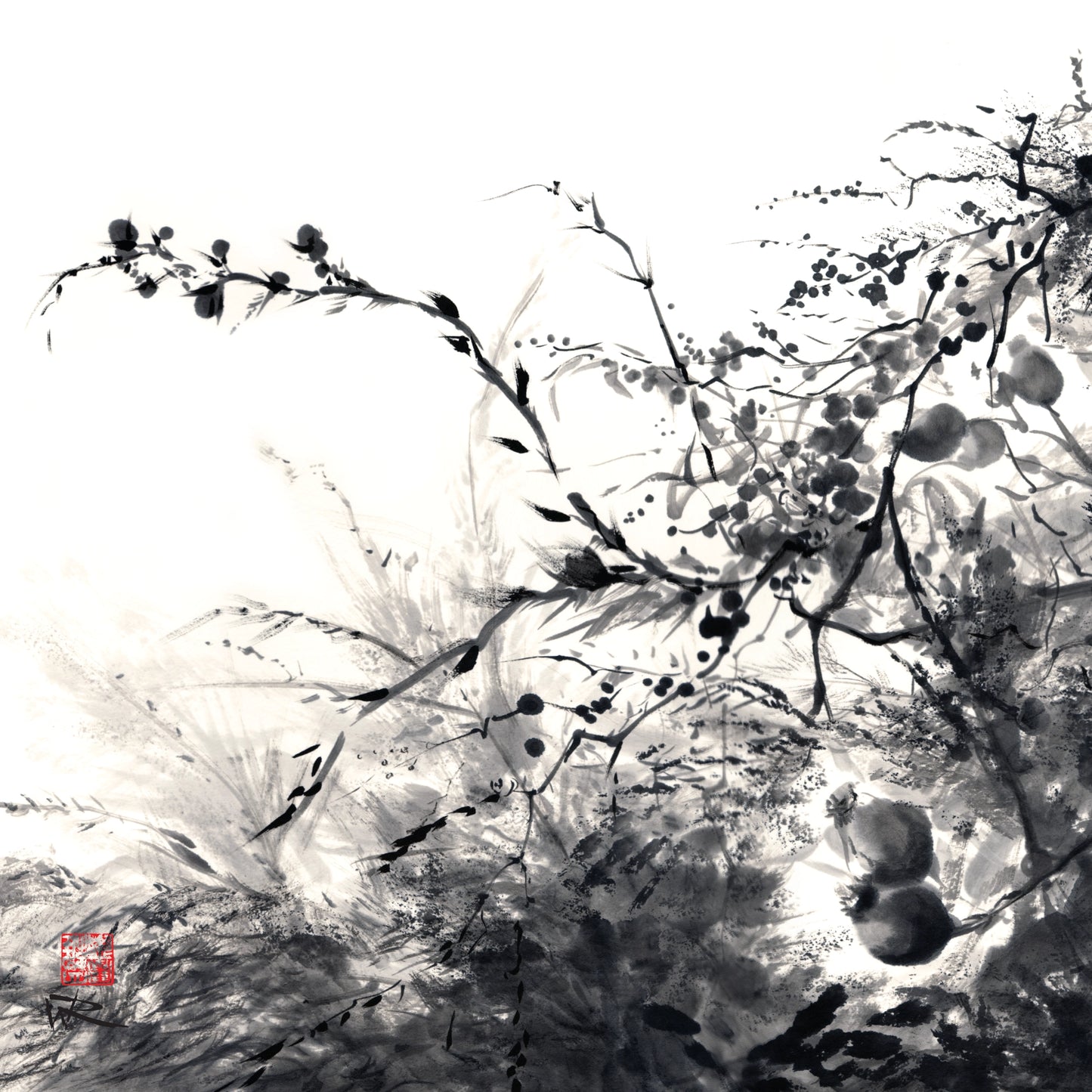 September rosehips mono 1 - Canvas art print