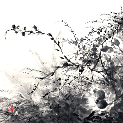 September rosehips mono 1 - Canvas art print