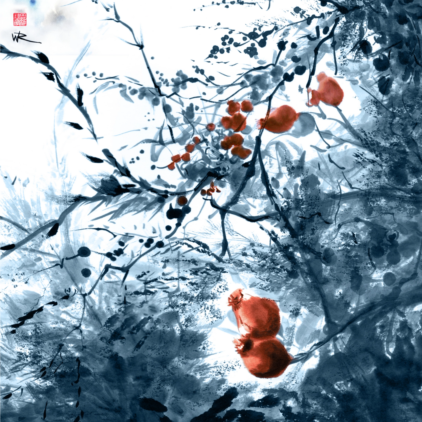 September rose hips - Scarf - 115 x 115 cm