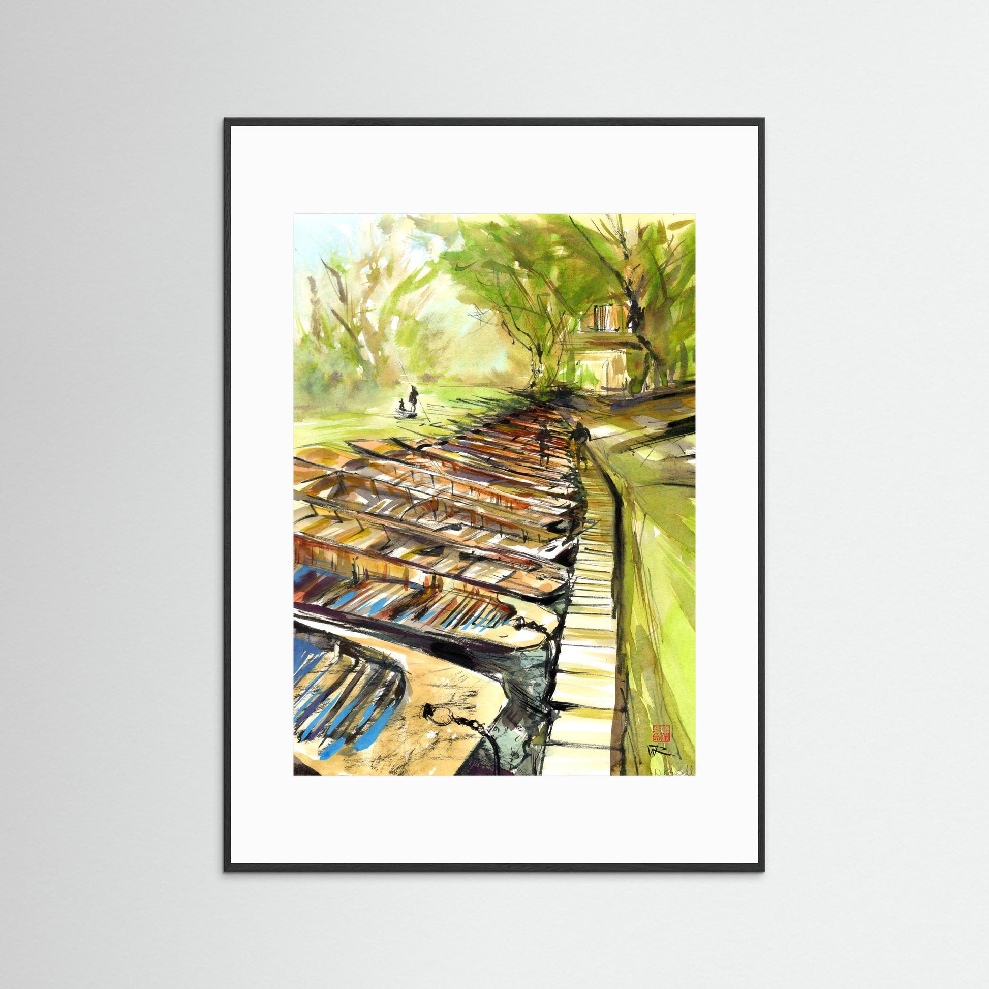 Punting at Cherwell Boathouse - paper print