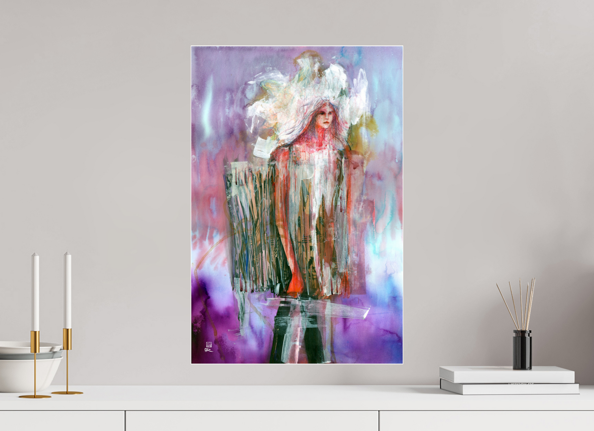 40 x 60 cm, Print under 4mm White Frame Glossy Acrylic Glass Concertina dress - Paper print on acrylic glass