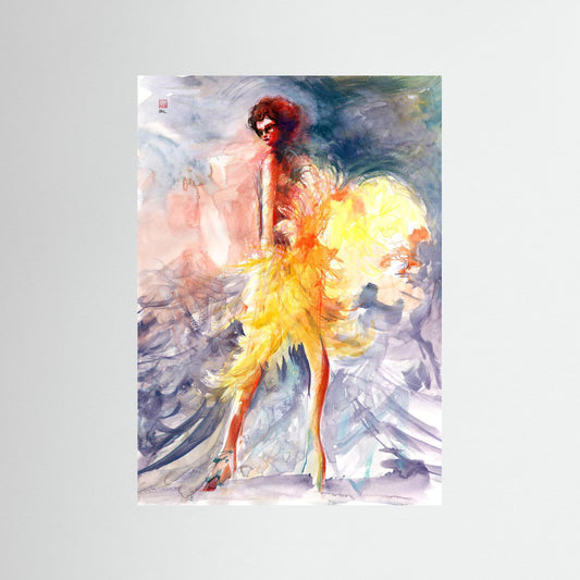 Feather boa fashion - paper print
