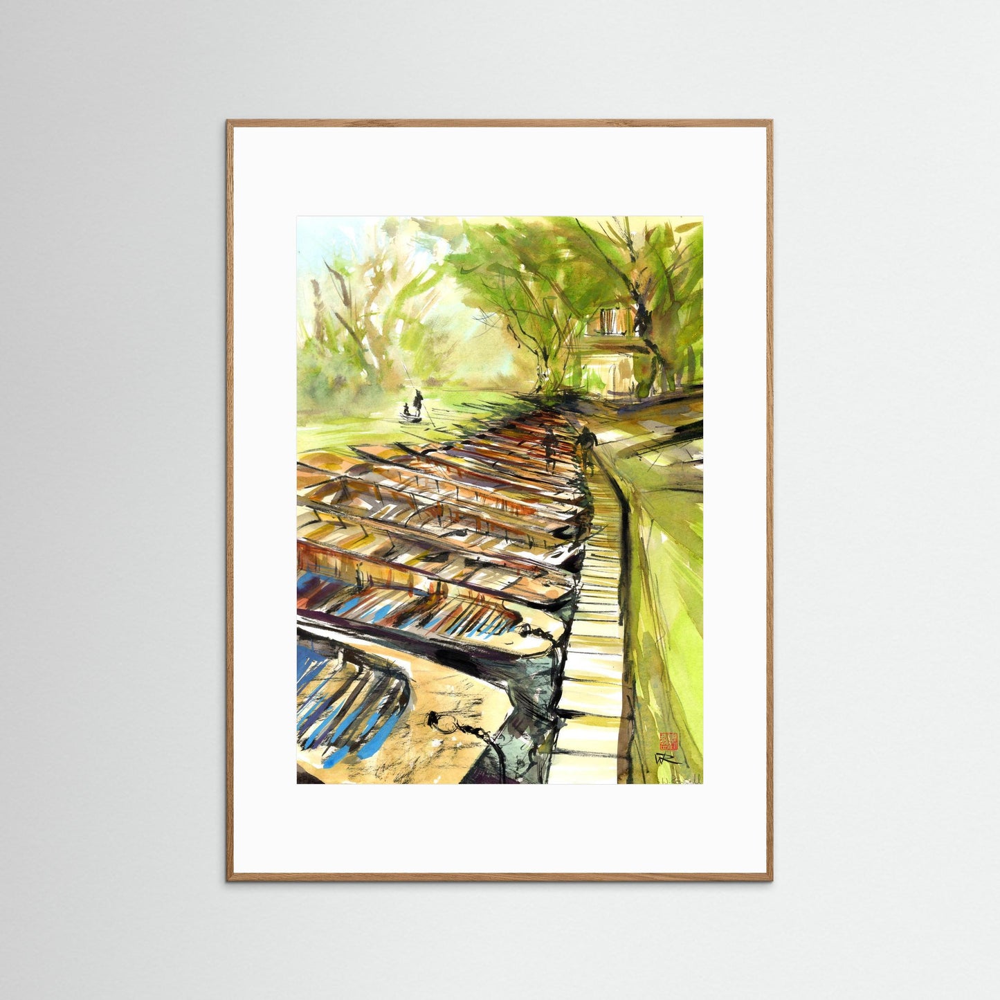 Punting at Cherwell Boathouse - paper print