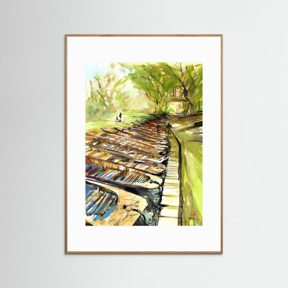 Punting at Cherwell Boathouse - paper print