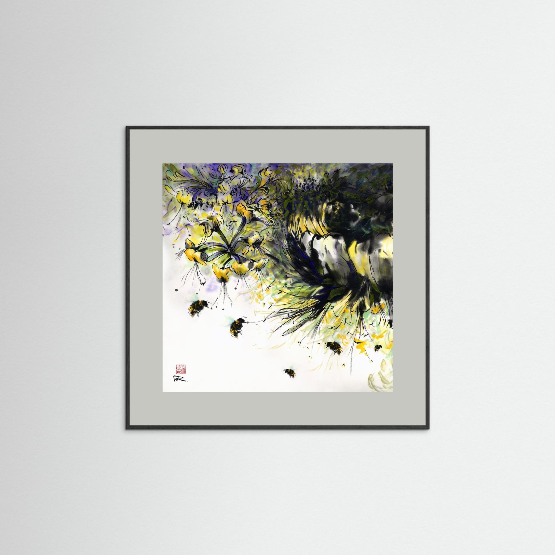 Honeysuckle and bees - Paper print