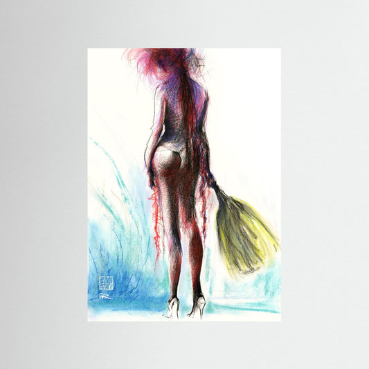 Burlesque with fan - Print on fine art paper