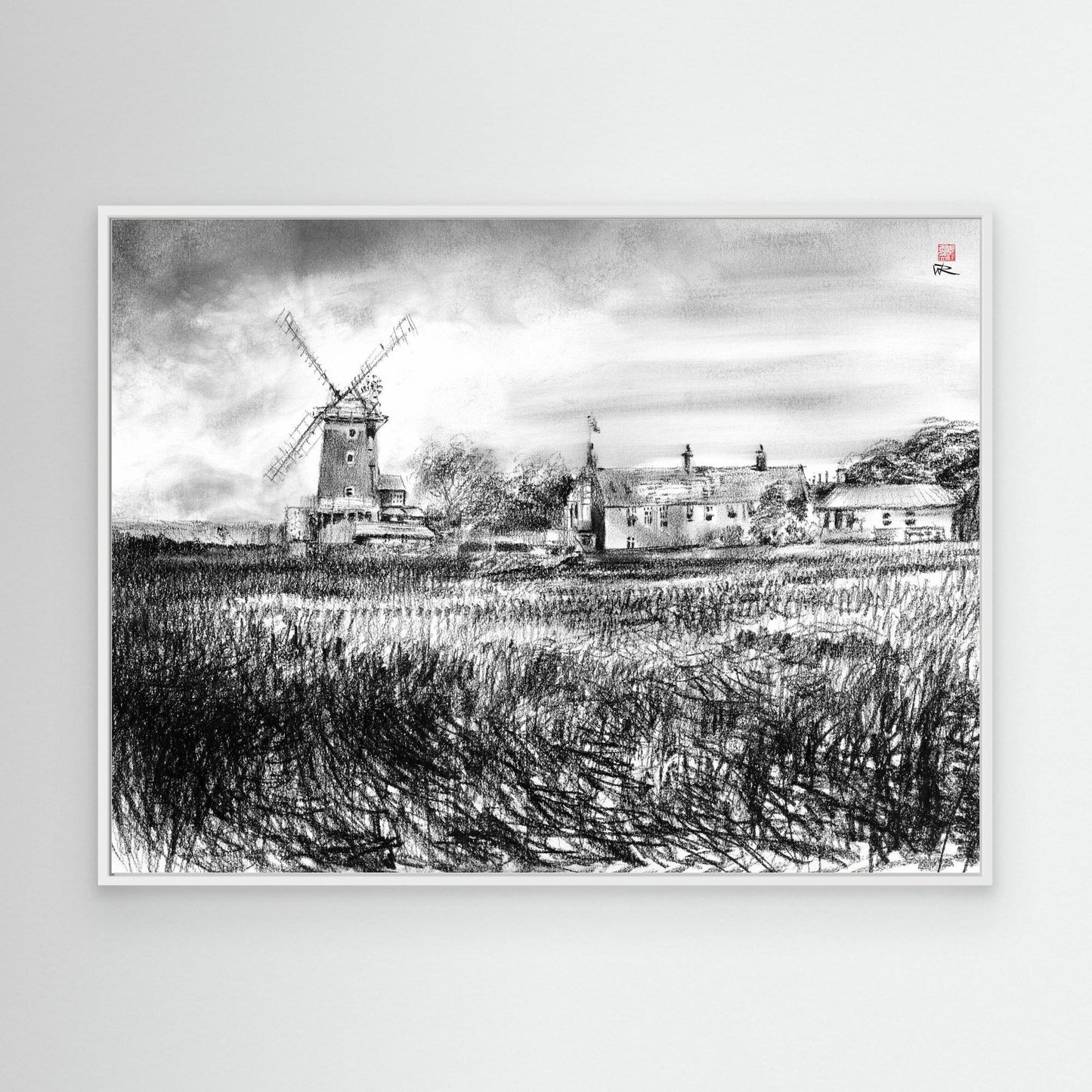Cley windmill in charcoal