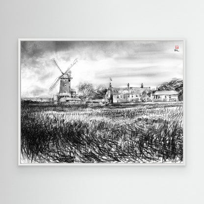 Cley windmill in charcoal