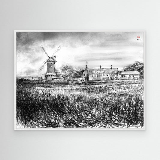 Cley windmill in charcoal