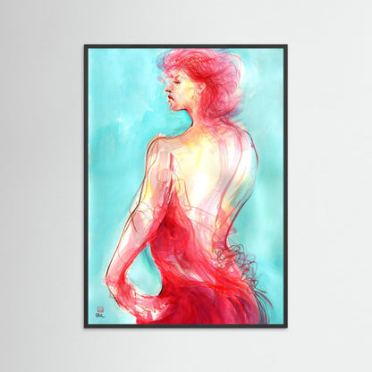 Woman in the red dress - Paper print