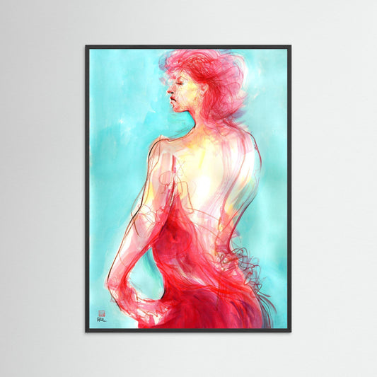 Woman in the red dress - Paper print