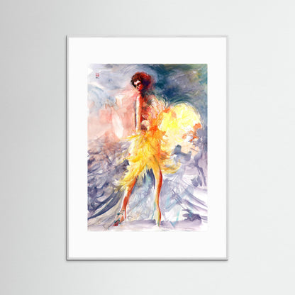 Feather boa fashion - paper print