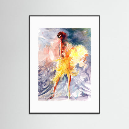 Feather boa fashion - paper print