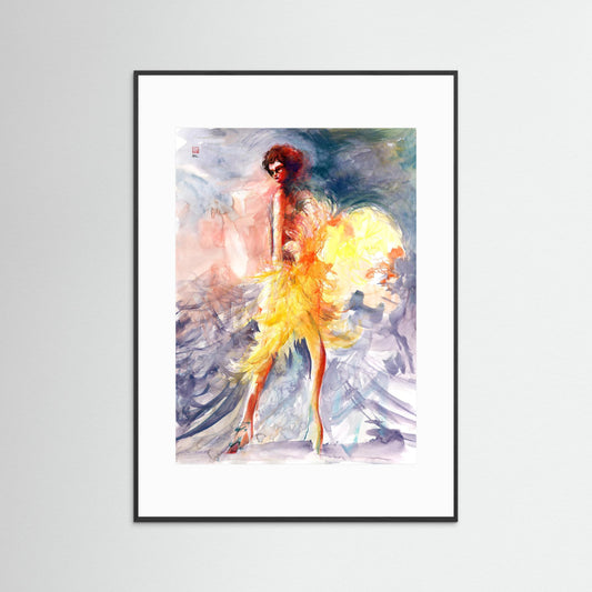 Feather boa fashion - paper print