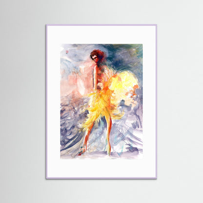 Feather boa fashion - paper print