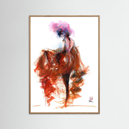 Pink feather showgirl - paper print