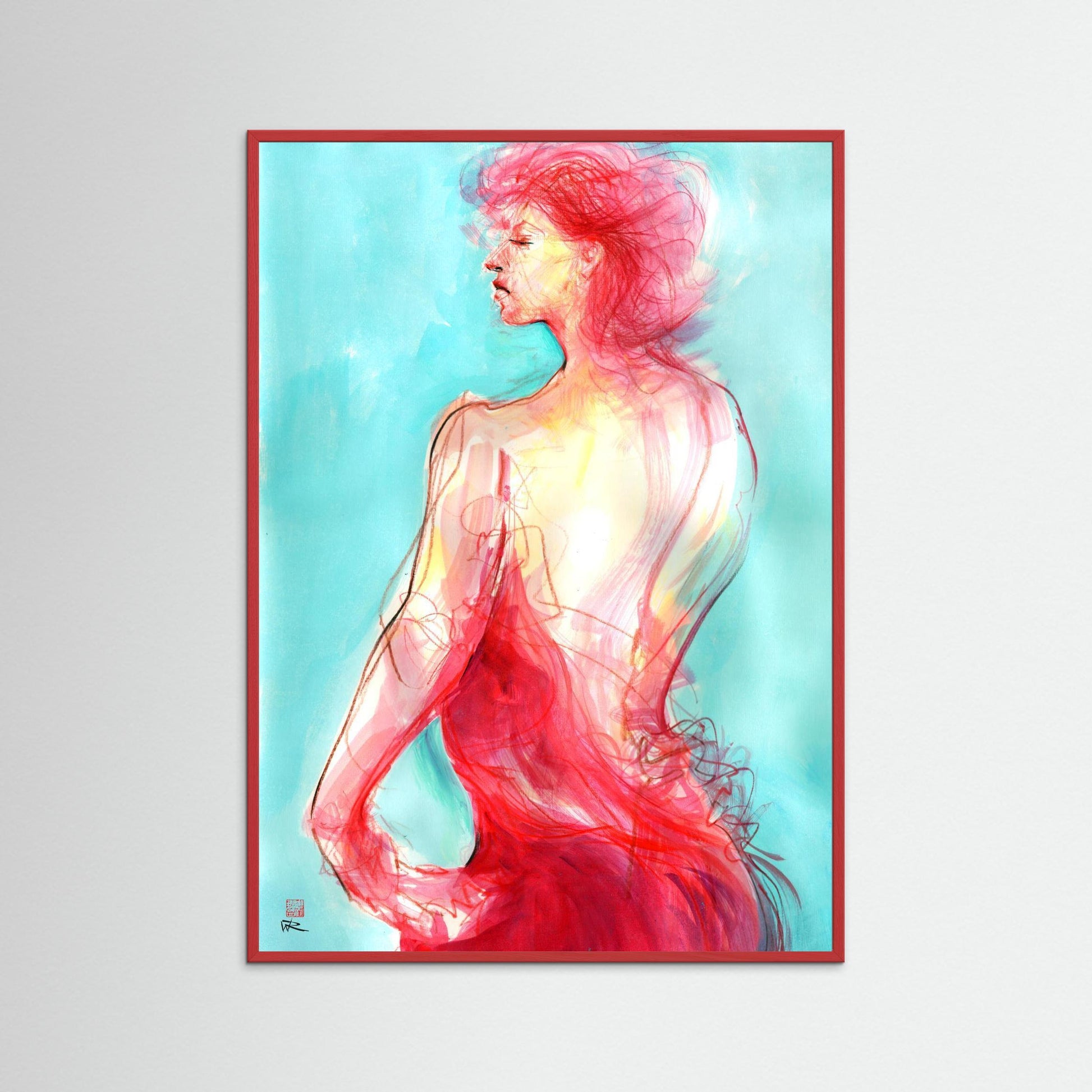 Woman in the red dress - Paper print
