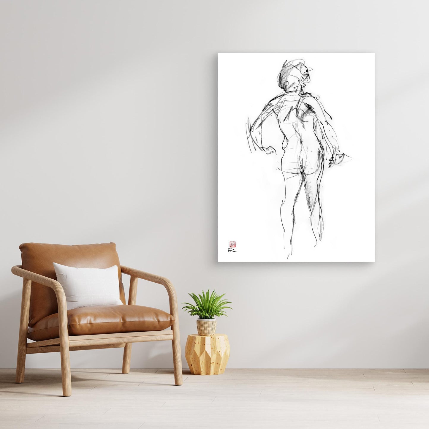 Model in line from rear - canvas print