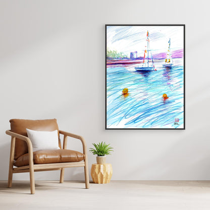 Boats bobbing on their buoys