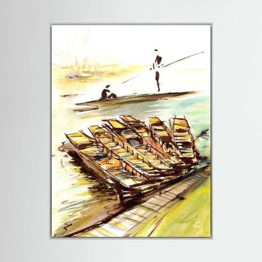 Punting down the cherwell - Canvas Art Print