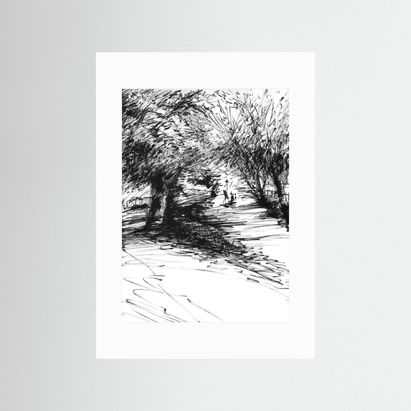 Punting on The Cherwell behind Botanic Gardens - Print on fine art paper
