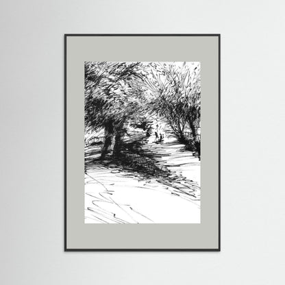 Punting on The Cherwell behind Botanic Gardens - Print on fine art paper