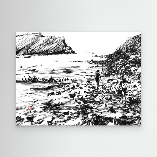 Lulworth Cove rock pools - Canvas Art Print