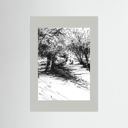Punting on The Cherwell behind Botanic Gardens - Print on fine art paper
