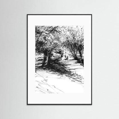 Punting on The Cherwell behind Botanic Gardens - Print on fine art paper