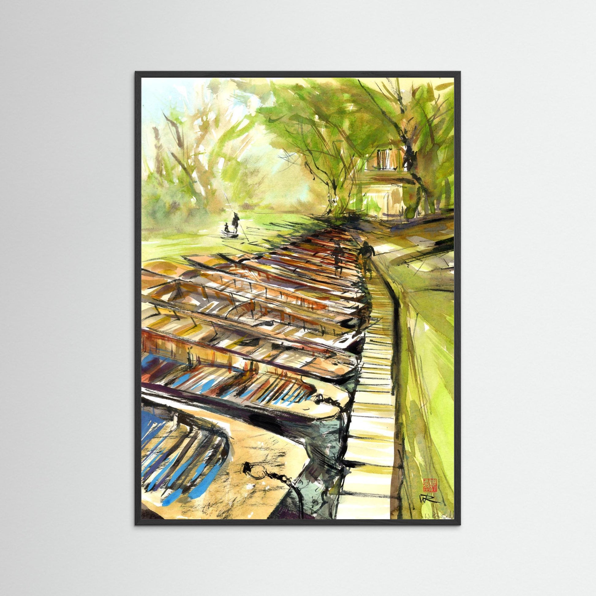 Punting at Cherwell Boathouse - paper print