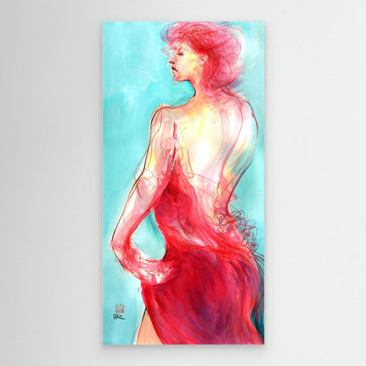 The woman in the red dress - Canvas print