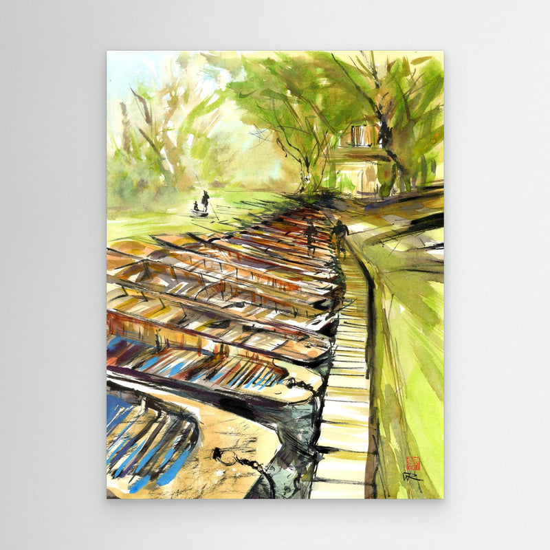 Stocherkahnfahren am Bootshaus von Cherwell - Leinwanddruck