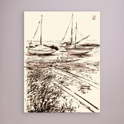 Boats in the mud at Blakeney