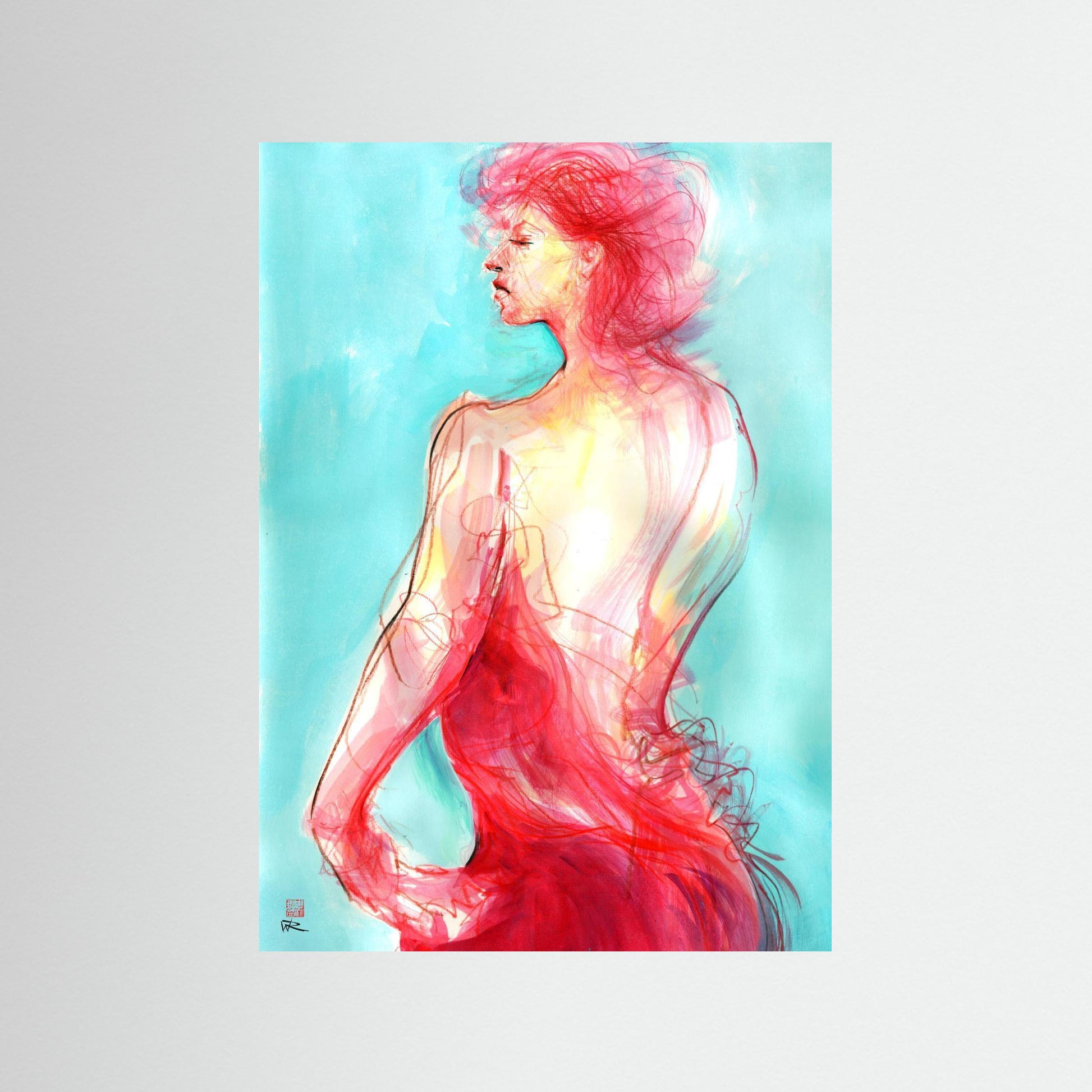 Woman in the red dress - Paper print
