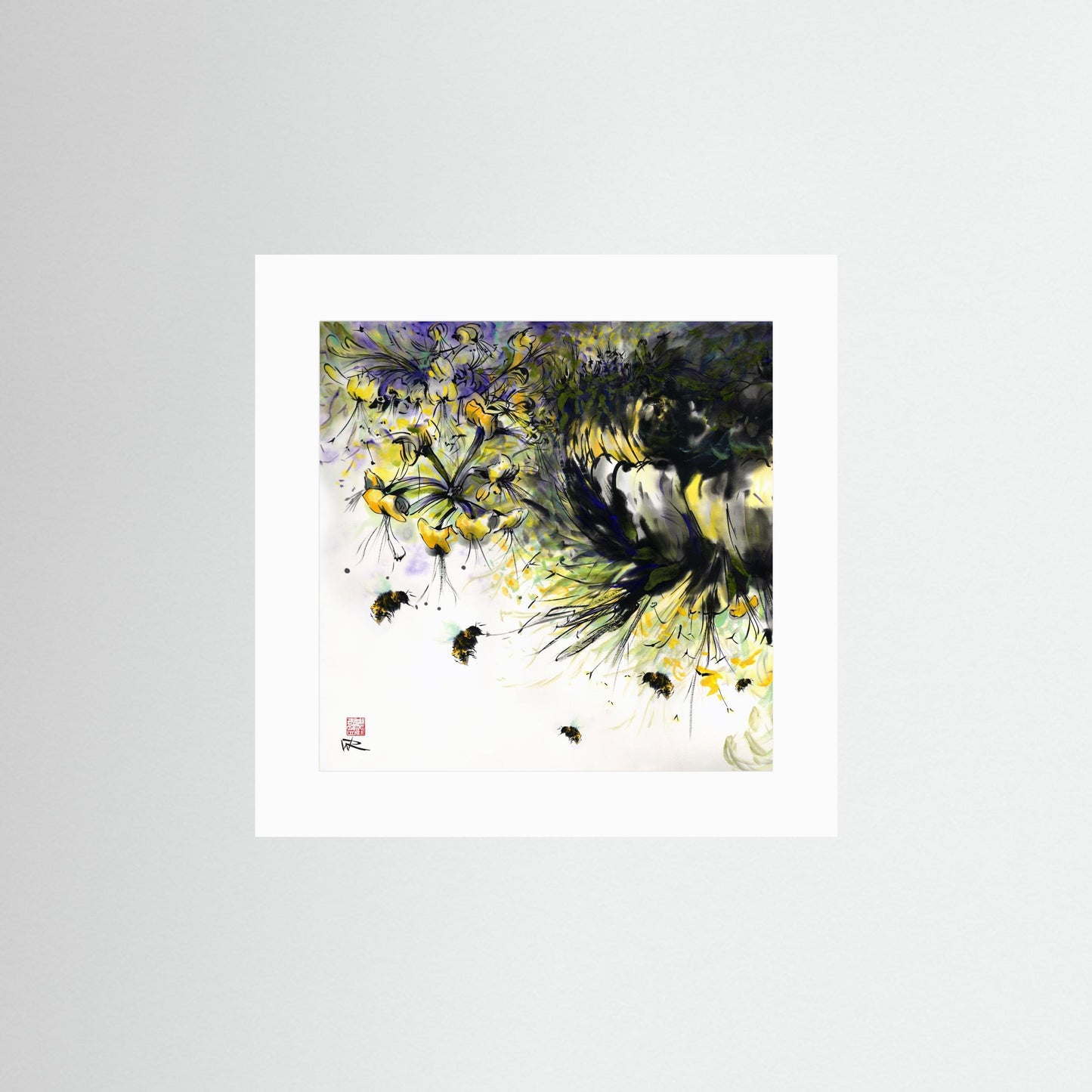 Honeysuckle and bees - Paper print